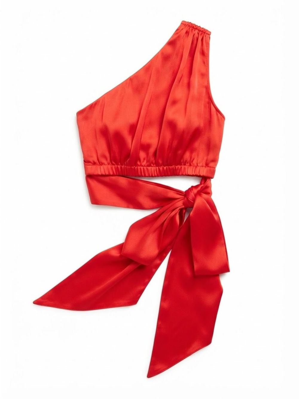 JENS PIRATE BOOTY One-Shoulder Satin Waist Tie Crop Top XS